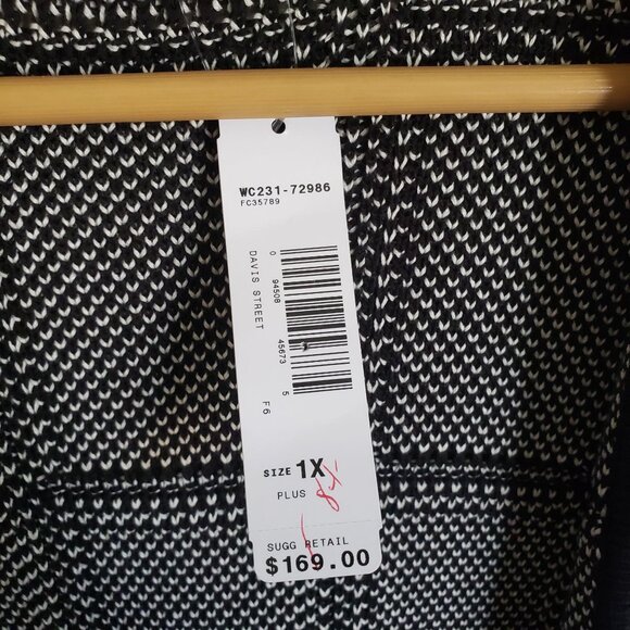 Pendleton Marketa Open Front Windowpane Plaid Cardigan White/Black Womens 1X NEW - Picture 10 of 12